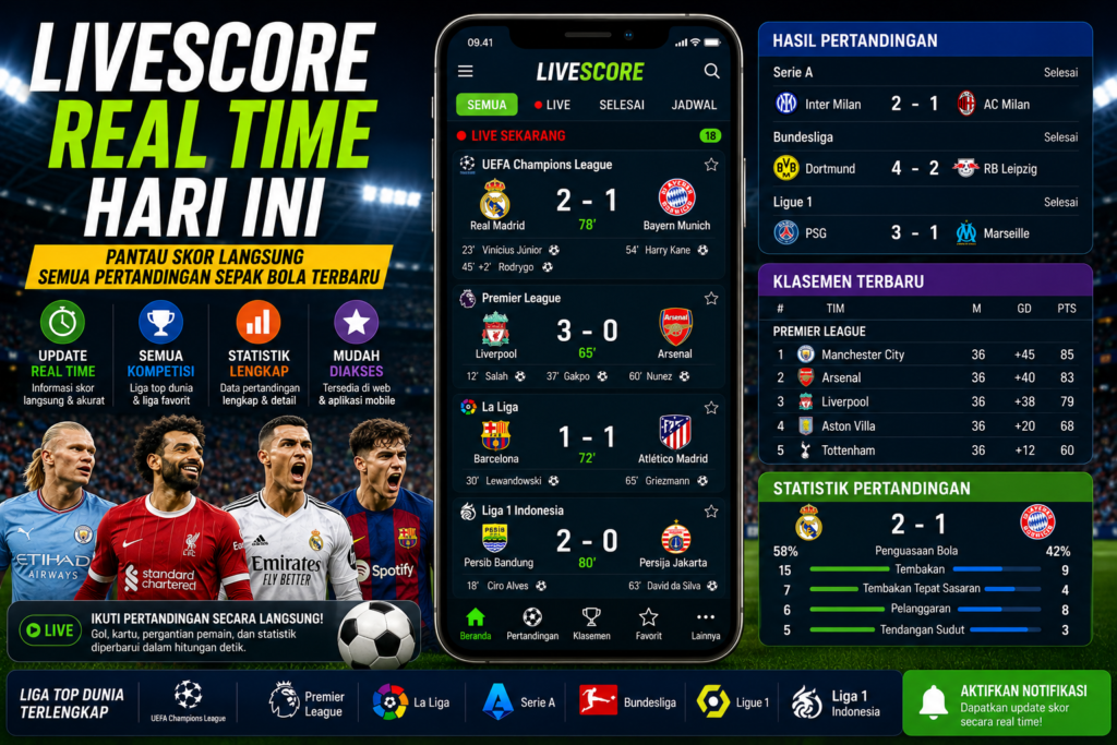 Livescore Real Time Hari Ini: Pantau Skor Langsung Semua Pertandingan Sepak Bola Terbaru