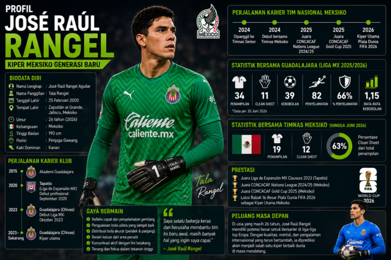 Profil José Raúl Rangel Kiper Meksiko: Umur, Tinggi Badan, Klub, dan Rekam Jejak Karier