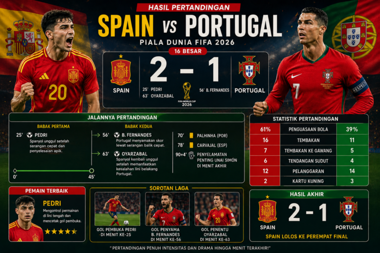 Hasil Spain vs Portugal: Skor Akhir, Jalannya Pertandingan, dan Sorotan Laga Terbaru