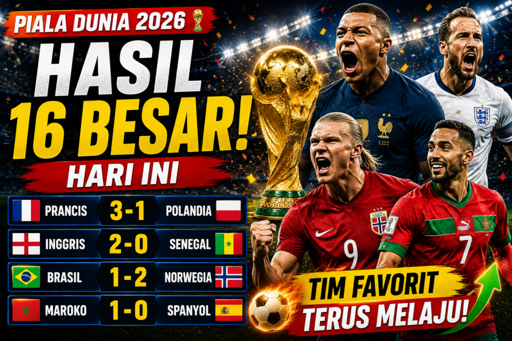 Hasil Babak 16 Besar Piala Dunia Hari Ini, Tim Favorit Terus Melaju