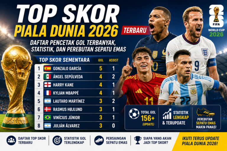 Top Skor Piala Dunia 2026 Terbaru: Daftar Pencetak Gol Terbanyak, Statistik, dan Perebutan Sepatu Emas