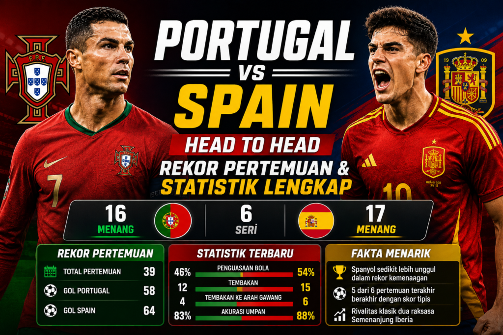 Portugal vs Spain: Head to Head, Rekor Pertemuan, dan Statistik Lengkap