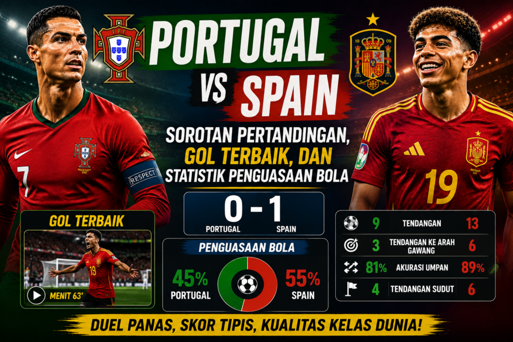 Portugal vs Spain: Sorotan Pertandingan, Gol Terbaik, dan Statistik Penguasaan Bola