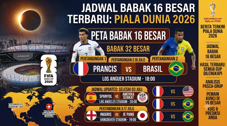 Jadwal Babak 16 Besar Piala Dunia 2026 Terbaru Setelah Laga 3 Juli