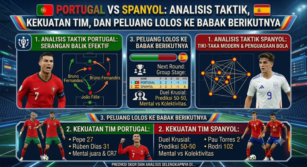 Portugal vs Spanyol: Analisis Taktik, Kekuatan Tim, dan Peluang Lolos ke Babak Berikutnya