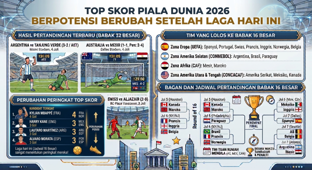 Top Skor Piala Dunia 2026 Berpotensi Berubah Setelah Laga Hari Ini