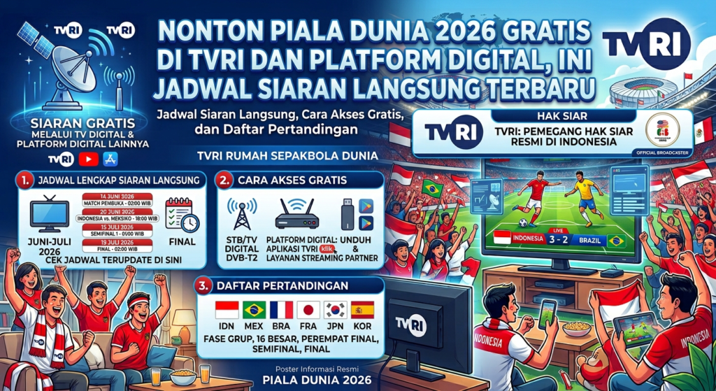 Nonton Piala Dunia 2026 Gratis di TVRI dan Platform Digital, Ini Jadwal Siaran Langsung Terbaru