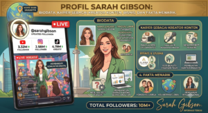 Profil Sarah Gibson: Biodata, Karier sebagai Kreator Konten, Bisnis, dan Fakta Menarik. buatkan saya gambar Dari judul Dari artikel ini
