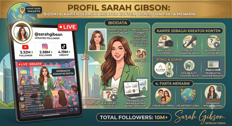 Profil Sarah Gibson: Biodata, Karier sebagai Kreator Konten, Bisnis, dan Fakta Menarik. buatkan saya gambar Dari judul Dari artikel ini