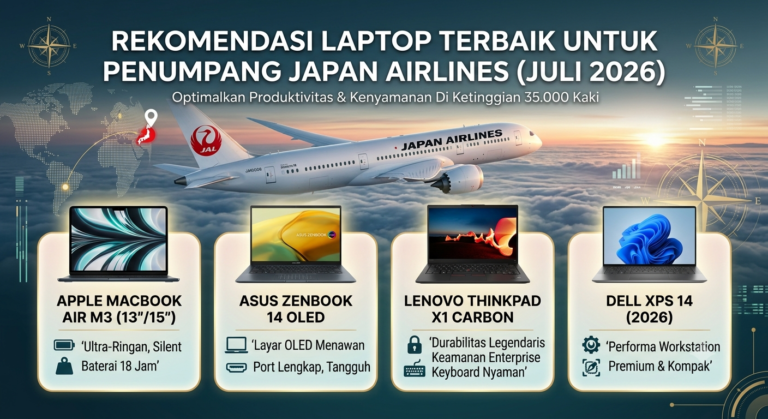 Rekomendasi Laptop Terbaik untuk Penumpang Japan Airlines (Juli 2026)