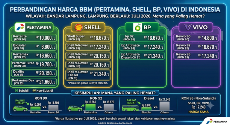Perbandingan Harga BBM Pertamina, Shell, BP, dan Vivo di Indonesia: Mana yang Paling Hemat?