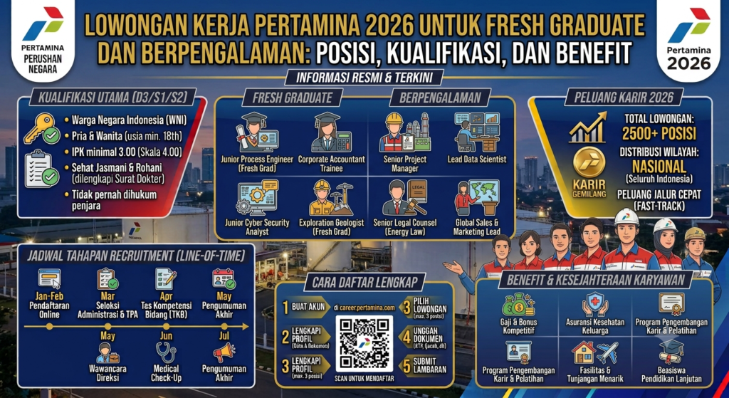 Lowongan Kerja Pertamina 2026 untuk Fresh Graduate dan Berpengalaman: Posisi, Kualifikasi, dan Benefit
