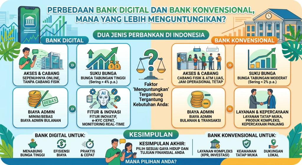 Perbedaan Bank Digital dan Bank Konvensional, Mana yang Lebih Menguntungkan?