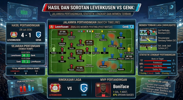 Hasil dan Sorotan Leverkusen vs Genk: Jalannya Pertandingan, Statistik Lengkap, dan Momen Terbaik