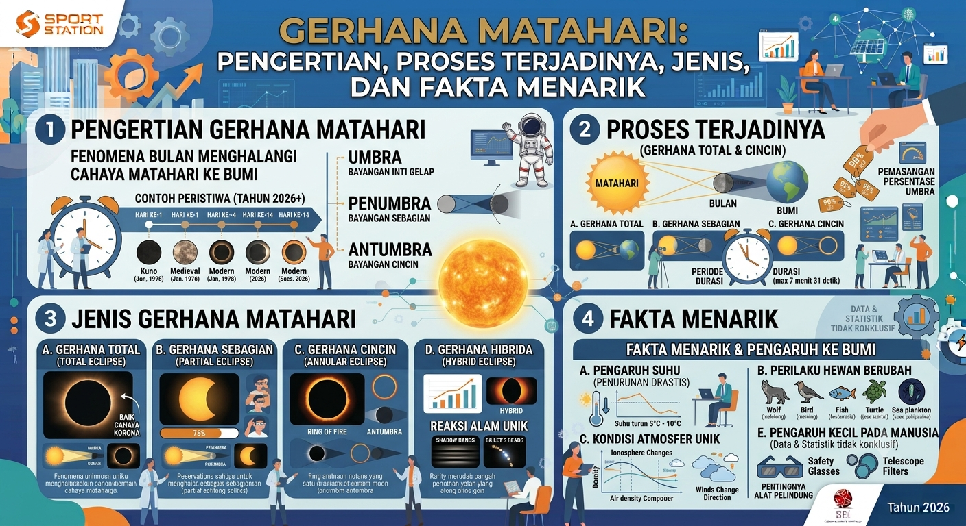 Gerhana Matahari: Pengertian, Proses Terjadinya, Jenis, dan Fakta Menarik