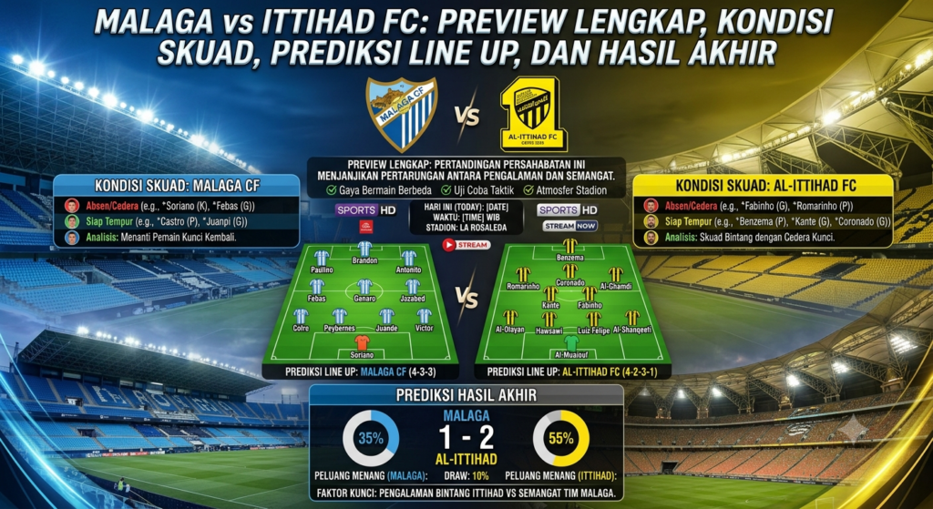 Malaga vs Ittihad FC: Preview Lengkap, Kondisi Skuad, Prediksi Line Up, dan Hasil Akhir
