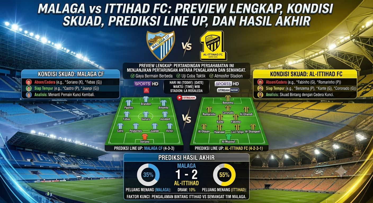 Malaga vs Ittihad FC: Preview Lengkap, Kondisi Skuad, Prediksi Line Up, dan Hasil Akhir