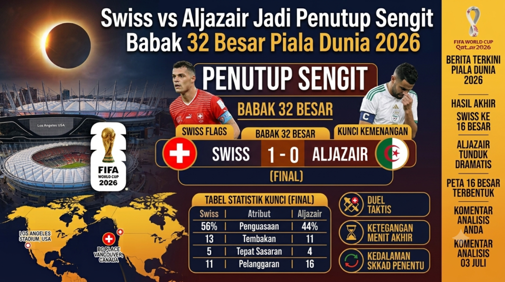 Swiss vs Aljazair Jadi Penutup Sengit Babak 32 Besar Piala Dunia 2026