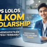 Mahasiswa berhasil menjadi penerima Telkom Scholarship 2026 dengan notifikasi sukses di laptop.