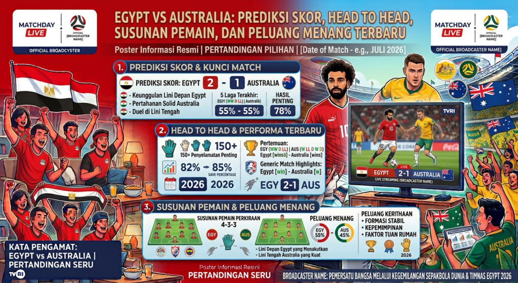 Egypt vs Australia: Prediksi Skor, Head to Head, Susunan Pemain, dan Peluang Menang Terbaru