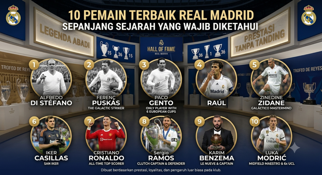 10 Pemain Terbaik Real Madrid Sepanjang Sejarah yang Wajib Diketahui