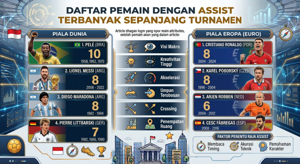 Daftar Pemain dengan Assist Terbanyak Sepanjang Turnamen
