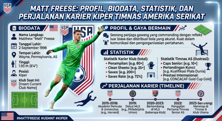 Matt Freese: Profil, Biodata, Statistik, dan Perjalanan Karier Kiper Timnas Amerika Serikat