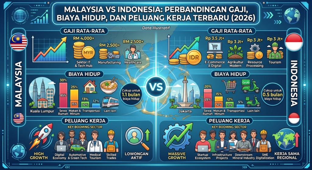 Malaysia vs Indonesia: Perbandingan Gaji, Biaya Hidup, dan Peluang Kerja Terbaru