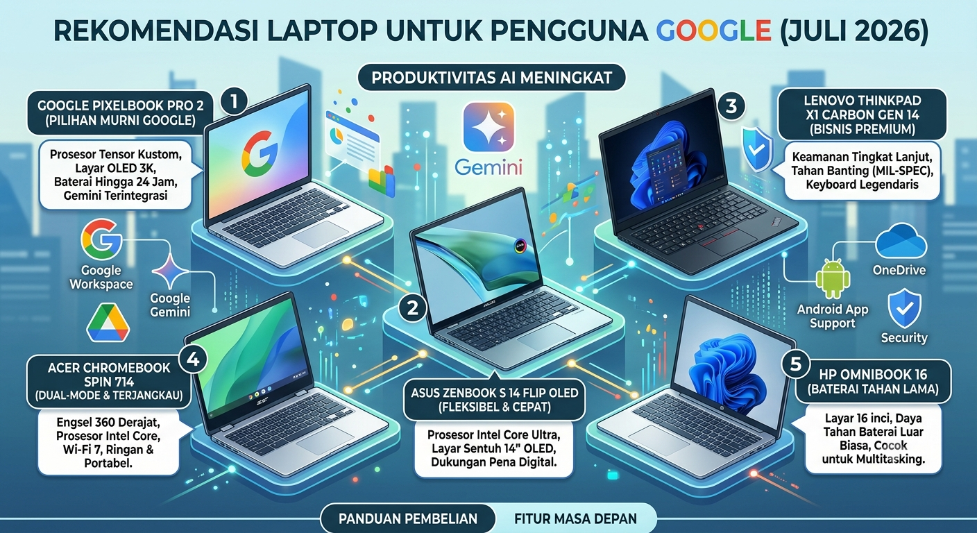 Rekomendasi Laptop Terbaik untuk Pengguna Google (Edisi Juli 2026)