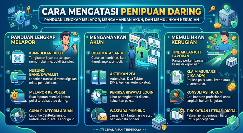 Cara Mengatasi Penipuan Daring: Panduan Lengkap Melapor, Mengamankan Akun, dan Memulihkan Kerugian