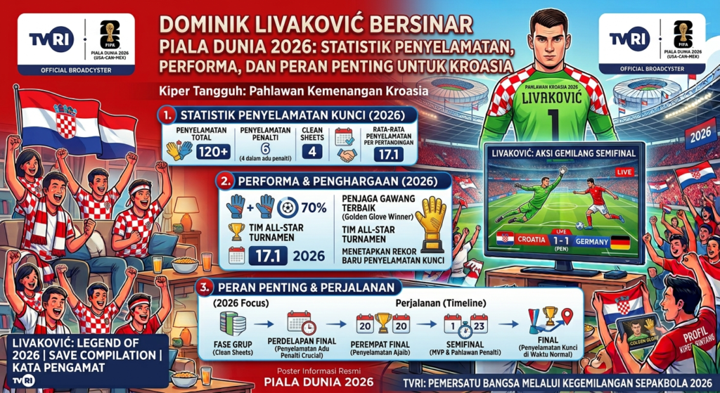 Dominik Livaković Bersinar di Piala Dunia 2026: Statistik Penyelamatan, Performa, dan Peran Penting untuk Kroasia