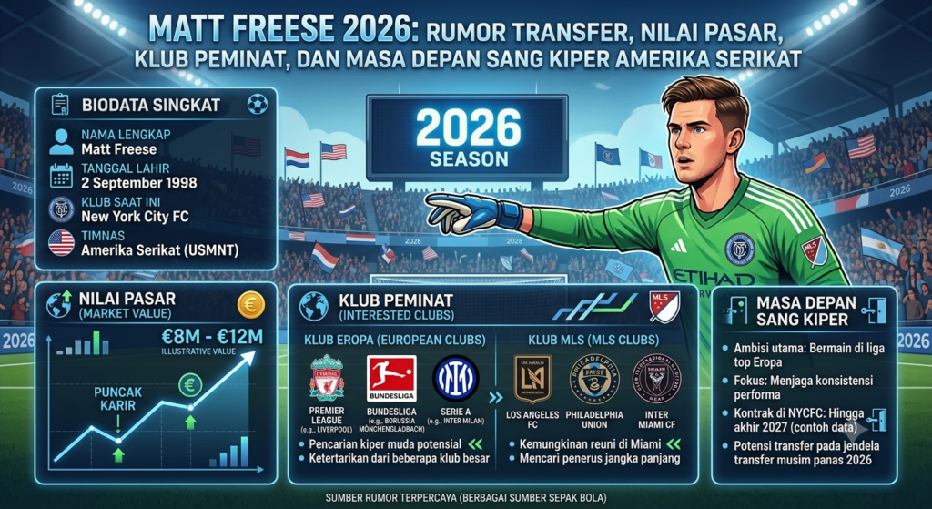Matt Freese 2026: Rumor Transfer, Nilai Pasar, Klub Peminat, dan Masa Depan Sang Kiper Amerika Serikat