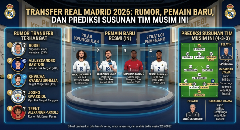 Transfer Real Madrid 2026: Rumor, Pemain Baru, dan Prediksi Susunan Tim Musim Ini