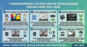 5 Rekomendasi Laptop untuk Penggunaan Sehari-hari Terbaik (Juli 2026): Andal, Lincah, dan Efisien