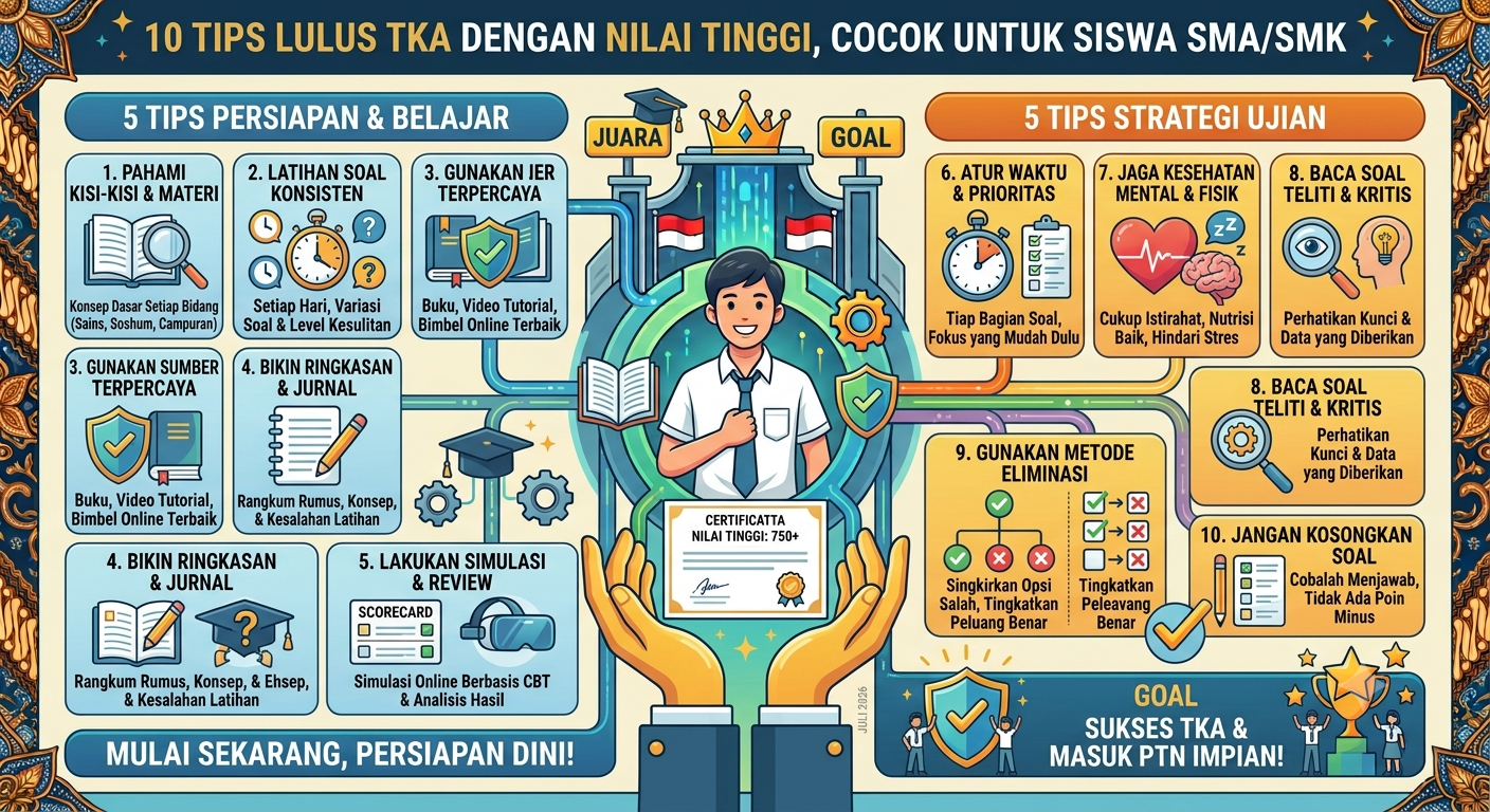 10 Tips Lulus TKA dengan Nilai Tinggi, Cocok untuk Siswa SMA/SMK