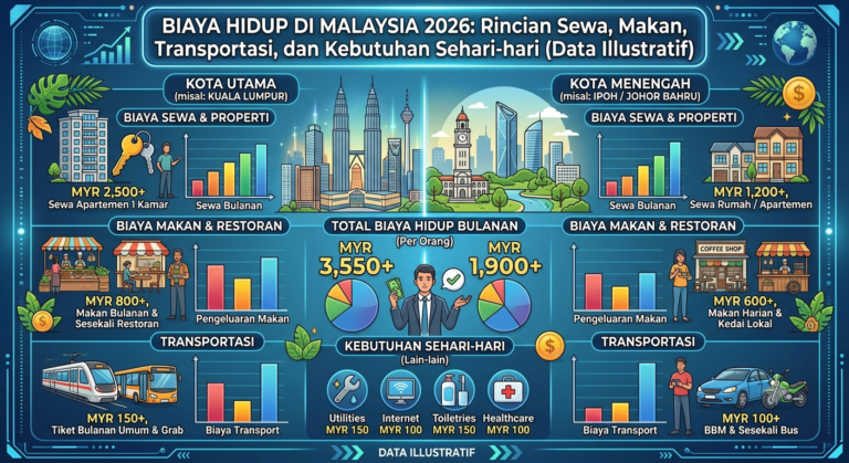 Biaya Hidup di Malaysia 2026: Rincian Sewa, Makan, Transportasi, dan Kebutuhan Sehari-hari