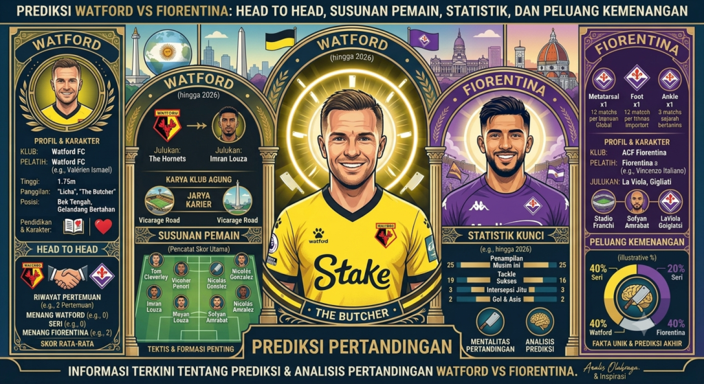 Prediksi Watford vs Fiorentina: Head to Head, Susunan Pemain, Statistik, dan Peluang Kemenangan