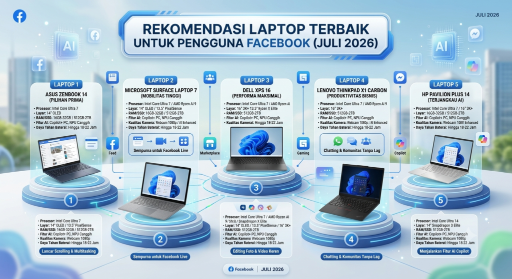 Rekomendasi Laptop Terbaik untuk Pengguna Facebook (Juli 2026)