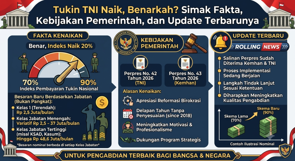 buatkan saya gambar dengan judul tersebut Tukin TNI Naik, Benarkah? Simak Fakta, Kebijakan Pemerintah, dan Update Terbarunya