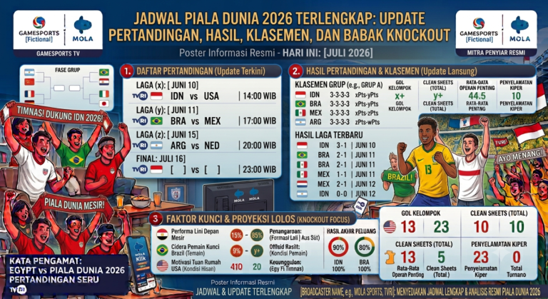 Jadwal Piala Dunia 2026 Terlengkap: Update Pertandingan, Hasil, Klasemen, dan Babak Knockout