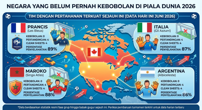 Negara yang Belum Pernah Kebobolan di Piala Dunia 2026