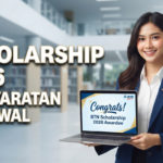 Mahasiswa menunjukkan portal pendaftaran BTN Scholarship 2026 di layar laptop.