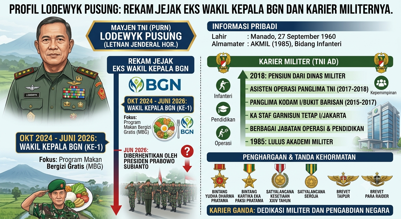 Profil Lodewyk Pusung: Rekam Jejak Eks Wakil Kepala BGN dan Karier Militernya