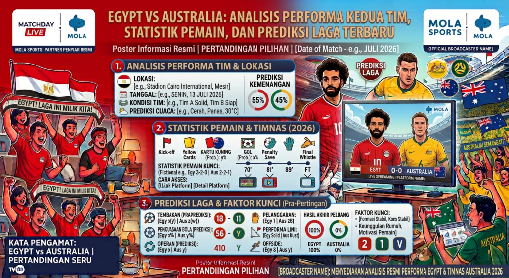 Egypt vs Australia: Analisis Performa Kedua Tim, Statistik Pemain, dan Prediksi Laga Terbaru