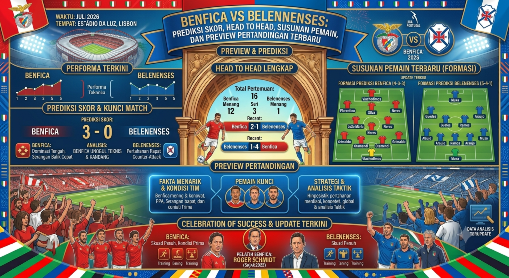 Benfica vs Belenenses: Prediksi Skor, Head to Head, Susunan Pemain, dan Preview Pertandingan Terbaru
