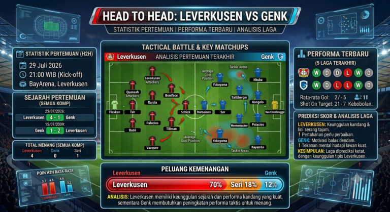 Head to Head Leverkusen vs Genk: Statistik Pertemuan, Performa Terbaru, dan Analisis Laga