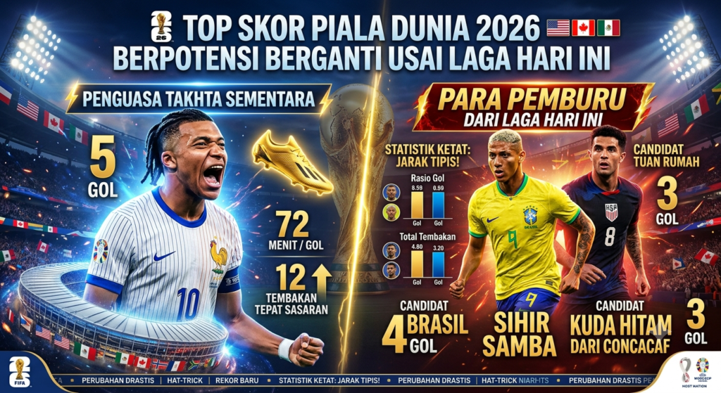 Top Skor Piala Dunia 2026 Berpotensi Berganti Usai Laga Hari Ini