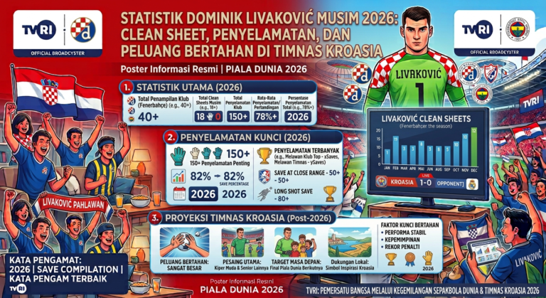 Statistik Dominik Livaković Musim 2026: Clean Sheet, Penyelamatan, dan Peluang Bertahan di Timnas Kroasia