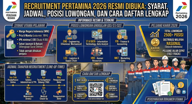Recruitment Pertamina 2026 Resmi Dibuka: Syarat, Jadwal, Posisi Lowongan, dan Cara Daftar Lengkap