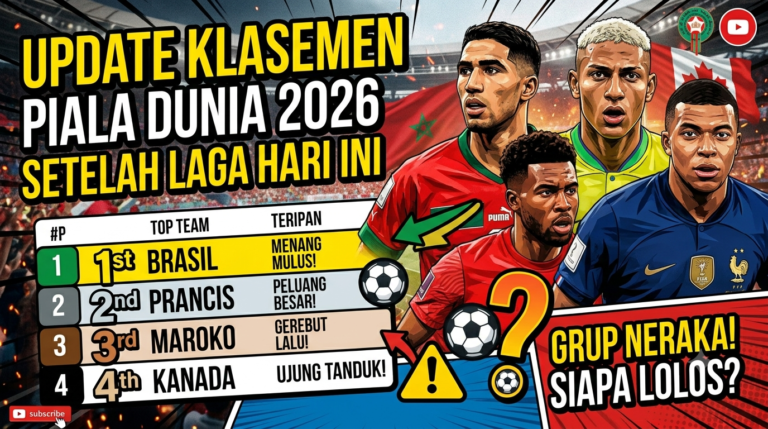Update Klasemen Piala Dunia 2026 Setelah Laga Hari Ini